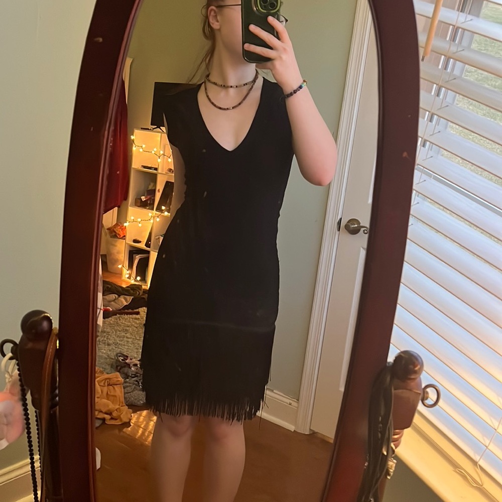 Black VENUS Bandage Fringe Dress